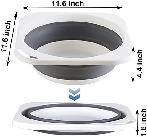 Collapsible Plastic Wash Basin 5L(1.4 Gallon), Kitchen Dishpan, Floding Small Bathtub, Space Saving Plastic Wash Bin for Dorm Camping Supplies Fishing Travel and Home (Grey 1 pcs)