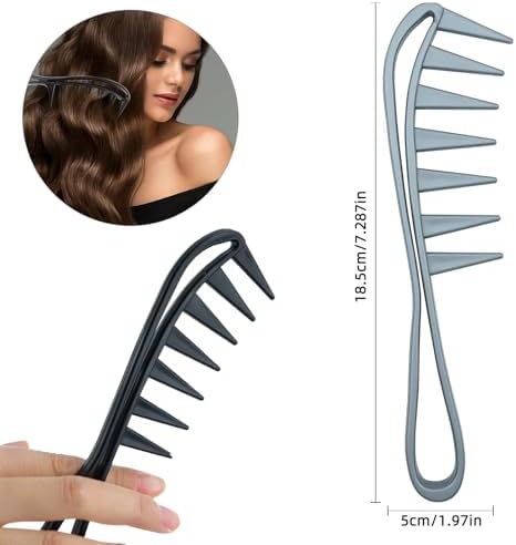 2 Pcs Wide Tooth Comb, Large Tooth Combs, Shark Teeth Hair Combs, Curl Comb, Durable Plastic Hair Combs for Curly Wet Wavy Thick Hair Wigs Barber Salon, Women Men
