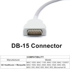 8.2FT 10 Leads Trunk AHA Cable Compatible with GE Marquette, 10K RES. TPU Direct Connect Cord with 15-Pin Monitor Connector