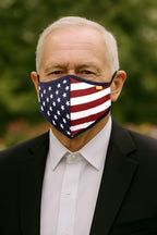 Spring Notion Reusable Washable USA American Flag Cotton Cloth Face Mask for Adults and Kids Red White Blue L