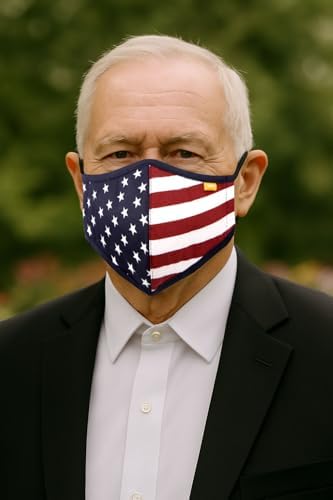 Spring Notion Reusable Washable USA American Flag Cotton Cloth Face Mask for Adults and Kids Red White Blue L