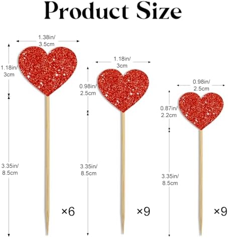 Heart Cupcake Toppers, 24 Pcs Valentines Cupcake Toppers, Glitter Sweet Love Cupcake Heart Picks Valentine's Day Cake Decorations for Wedding Engagement Bridal Shower Valentine's Day Party Supplies