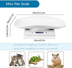 Newborn Kitten & Puppy Weight Scale, Multifunctional Digital Pet Scale, LCD Electronic Small Animal Food Scale, Weighing Max 33lbs, Tray Size 12" x 8", Not for Adult Cats/Dogs (White)