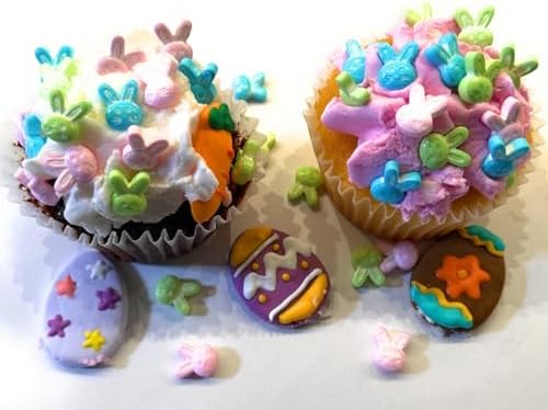Edible Easter Cupcake Decorations - Icing Decoration for Cakes & Desserts - Assorted Candy Fancy Easter Egg Toppers, 9 count