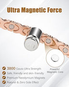 Jeracol Copper Bracelet & Ring for Women, Ultra Strength Magnetic Bracelet with 3800 Gauss Magnets, Four-Leaf Clover & Infinity Heart Symbol & Crystal, Adjustable Tools and Jewelry Gift Box