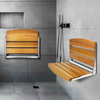 Folding Shower Seat Wall Mounted, 17.5''x13''x11'' Foldable Shower Bench,Fold Down Shower Seat,Folding Shower Seat Bench, Oak