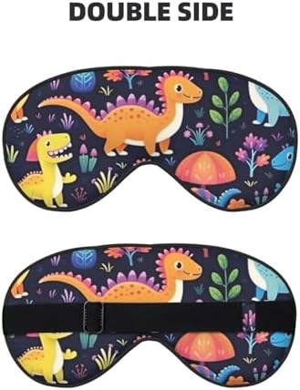 Sleep Eye Mask Cute Dinosaur Jungle Floral Sleep Mask for Women Men Comfortable Eye Mask with Adjustable Strap Soft Eye Cover Blindfold for Travel Yoga Nap Shift Work