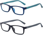 Reading Glasses Blue Light Blocking for Men Women,Rectangular Frame Computer Readers with Spring Hinge