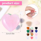 Qianyu 12pcs 0.8 Inches Hearts Healing Crystal Natural Mini Pocket Palm Thumb Love Gemstones Rose Quartz Polished Carved Spiritual Worry Stone for Meditation Body Chakra Reiki Energy Balancing