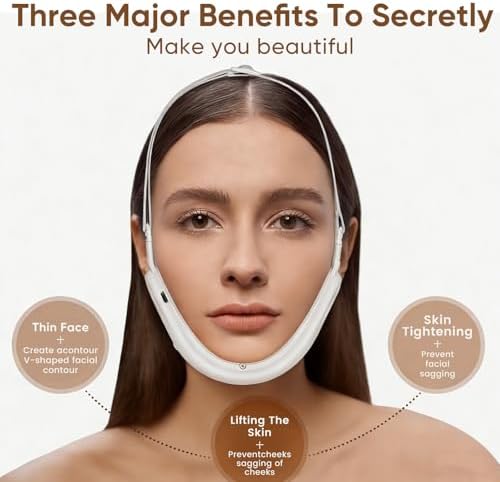 Electric Double Chin Device and V-Face Machine with 8 Modes and 15 Gear Adjustable Intensities - Intelligent Double Chin Machine for V-face