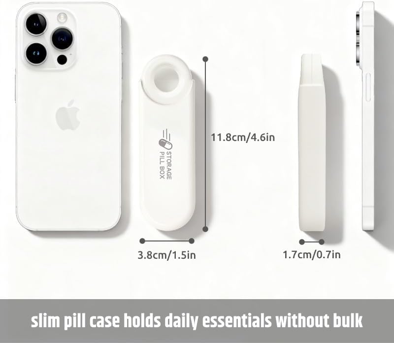 Slim Travel Pill Organizer, Small Daily Pill Case, Compact Portable Pill Holder, 3 Compartments Daily Vitamin Box (Pink)