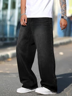 Men's Hip Hop Baggy Jeans Elastic Waisted Wide Leg Denim Pants Y2K Vintage Loose Fit Trousers Streetwear 2026