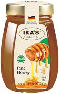 Ika's Garden Raw Pine Honey - 100% Pure, Unfiltered, Gluten-Free – Product of Germany, 17.6 oz (500g) Jar