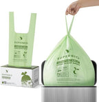 SUPERBIO 13 Gallon Compostable Kitchen Waste Bags with Handles, Food Scrap Bags Certified by BPI, OK compost INDUSTRIAL, 30 Count, 49.2L