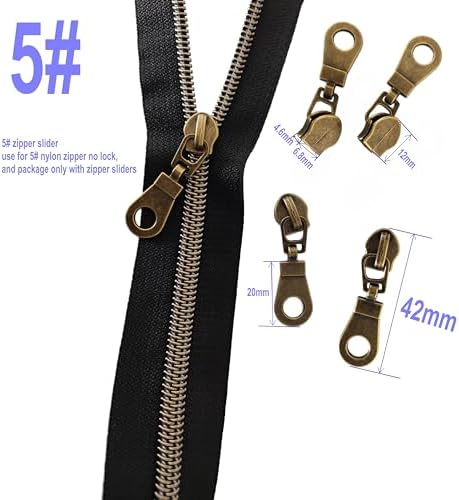 Leekayer 50PCS #5 Shiny Silver Pulls for Nylon Coil Zippers Metal Zipper Sliders for Jacket Luggages Purses Bags Bulk(Chrome) Slider for Zipper