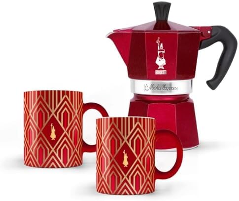 Bialetti Set Moka Express 3 Cups + 2 Mugs Art Deco