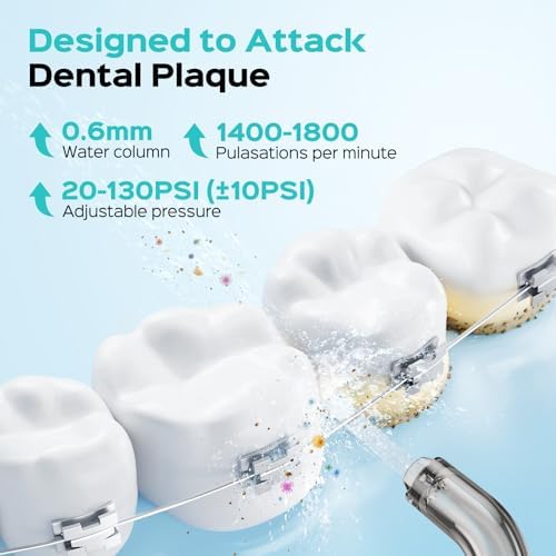 COSLUS C51 Portable Water Flosser for Teeth: 3 Modes & 6 Pressure Settings with Jet Mode Water Dental Pick for Orthodontic, Braces, Sensitive Gums, Compact for Travel, 300ML for Multiple Users, Black