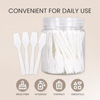 PANA 100pcs Brand Cosmetic Make Up Disposable Plastic 2.5" Spatulas Skin Care Facial Cream Mask Spatula (100 Pieces in a Container) (WHITE)