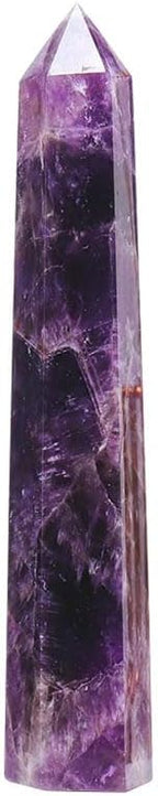 Apengshi Amethyst Large Crystal Tower Natural Dream 5.9"-6.3" 6 Faceted Single Point Chakra Healing Crystal Wand Energy Meditation Stone Home Decor Collection Gift