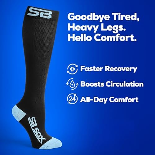 SB SOX Compression Socks for Men & Women (20-30mmHg) – Best Compression Socks for Travel, Medical, Sports, and Daily Wear - XXL Sizes too!