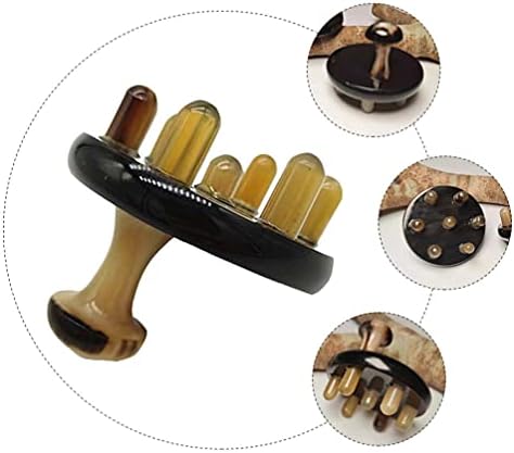 EXCEART Natural Ox Horn Hair Comb Guasha Scraping Massage Comb Anti Static Wide Tooth Comb Hair Scalp Massager Head Massage Therapy Tool