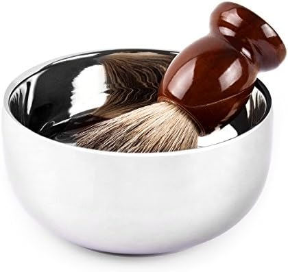 QSHAVE Stainless Steel Shaving Bowl with Lid 4 Inch Diameter Large Deep Size Chrome Plated Shinning Finish
