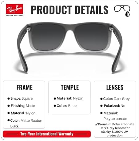 Ray-Ban RB4165 JUSTIN CLASSIC Square Shape Sunglasses with Official Eyewear Kit