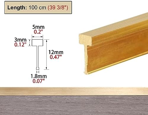 CMYUN Solid Brass Transition Strip/Gap Cover Bar/Carpet Edge Trim, Non-Slip Strips Carpet Floor Edge Trim for Home Office, Decor for Wall Furniture(Size:W5xH12mm(0.2"x0.47"))