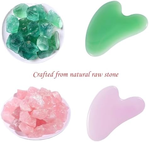 2pcs face gua sha Board Set, gua sha Jade Manual Massage Stick for face and Body, for Sculpting jaw line and eliminating Puffiness Relieving Tension Redness Daily Skincare, Men Women self Care Gifts