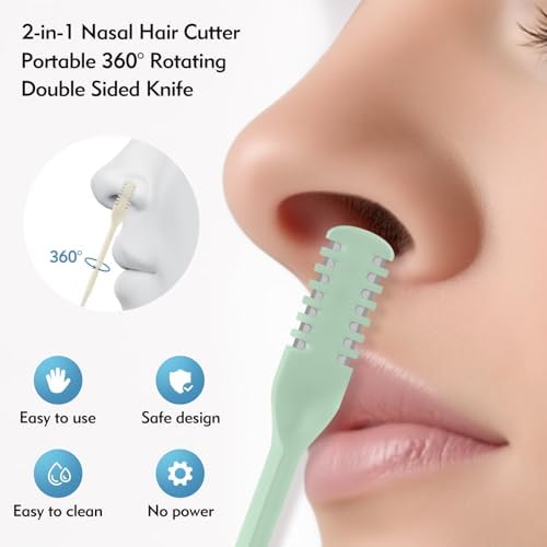 5Pcs 2-in-1 Nasal Hair Cutter, Double Sided Nose Hair Cutter, Portable 360° Rotating Manual Nose Hair Trimmer for Men and Women, Colorful