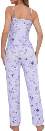 3-Piece Pajama Sets for Women 2025 Floral and Butterfly Print Pajama Set Nightwear Long Pants & Belted Robe