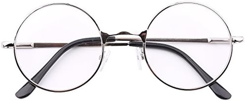 Agstum Round Vintage Reading Glasses Metal Frame Spring Hinge Readers (Strength +1.5, Silver)