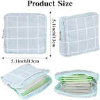 3 PCS Sanitary Pad Storage Bag Portable Period Bag for Teen Pads/Sanitary Napkins/Tampons, Sanitary Napkin Storage Bag First Period Gifts for School, Daily Hygiene Bag Travel Containers(Grey, Blue)