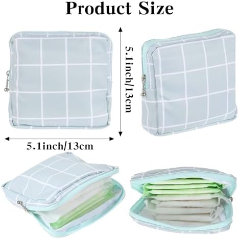 3 PCS Sanitary Pad Storage Bag Portable Period Bag for Teen Pads/Sanitary Napkins/Tampons, Sanitary Napkin Storage Bag First Period Gifts for School, Daily Hygiene Bag Travel Containers(Grey, Blue)
