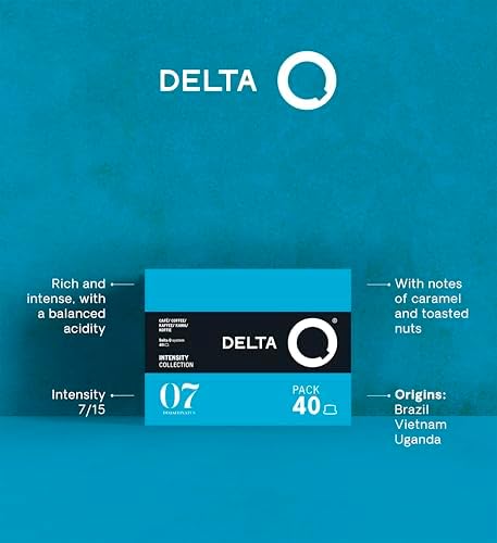 Delta Q DeQafeinatus Decaf Espresso Capsules for Delta Q Machines, Intensity 7 Coffee Pods with Caramel & Dried Fruit Notes, XL Pack, 40 Pods