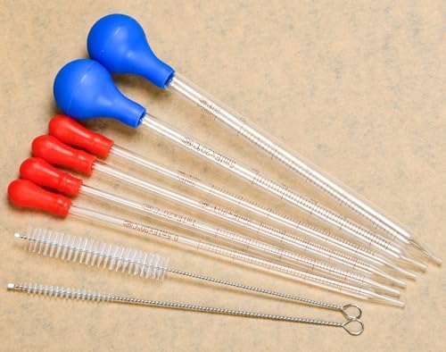 6 Pieces Glass Pipettes 10ml 5ml 3ml 2ml 1ml 0.5ml Glass Graduated Dropper Pipette for School, Students, Transfer for Liquid Essential Oil