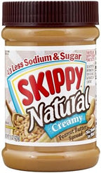 SKIPPY Natural Creamy 1/3 Less Sodium & Sugar Peanut Butter Spread, 15 oz Jars (Pack of 12)– Gluten-Free, 7g Protein per Serving