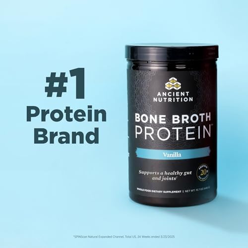 Ancient Nutrition Grass Fed, Cage Free, Bone Broth Protein Powder, 20g Protein, Hydrolyzed Collagen Peptides, Keto & Paleo Friendly, Supports Joint, Gut Health, Chocolate, 40 Servings