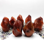 Healing Carnelian Crystal Tower Hand Carved Natural Carnelian Flame for Home Decoration Polished Red Agate Crystal Torch 1pc (100g/（4-5cm）)