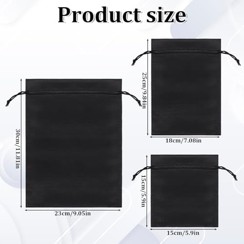 6 Pcs Toy Storage Bags, Quality Satin Silk Drawstring Pouch Adjustable Microfiber Toy Organizer Bags Gift Bag Foldable Ditty Bag for Women Men Toys Underwear Sunglasses Cosmetic (3 Sizes Black)
