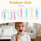 Kids Floss Individually Wrapped Kids Dental Floss Picks 4 Cute Animal Shapes Fun Flossers Helps Prevent Tooth Decay & Gum Diseas for Family, Travel, and picnics 4 Colors (100)