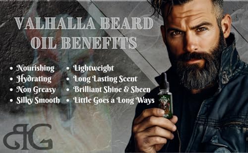 Beard Gains Valhalla Luxury Scented Beard Oil for Men - Groom, Control, and Promote Facial Hair Growth - Made In USA - 1 Ounce