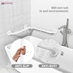 16 Inch Angled Shower Grab Bar, Munzong Anti Slip White Bathroom Grab Bar, L-Shaped Knurled Balance Bar, Safety Hand Rail Support Handicap Elderly Injury Senior Assist Bath Handle