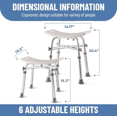 Dr. Kay's Adjustable shower Chair for inside shower with Unique Heavy Duty Crossbar Supports, Shower Stool for the inside tub, Bath stool, adjustable shower chair for the elderly and disabled, 500 lbs
