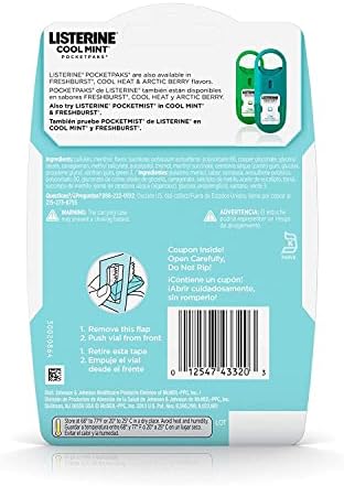 Listerine Cool Mint Pocketpaks Breath Strips, 12-24-Strip Pack Total 288 Strips