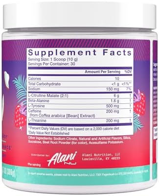 Alani Nu Pre Workout Powder Hawaiian Shaved ICE, Amino Energy Boost, Endurance Supplement, Sugar Free, 200mg Caffeine, L-Theanine, Beta-Alanine, L-Citrulline, 30 Servings