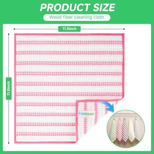 Forggon Wood Fiber Cleaning Cloth-15pcs, Super Absorbent Cleaning Cloth, No Oil Stains, Household No Stripe Cleaning Cloth for Car Kitchen Household, Multifunctional Cleaning Towel, Size:11.5x11.5in