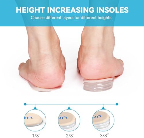 Sumifun Heel Lift, 3-Layer Gel Shoe Lifts for Women Uneven Legs, Adjustable Orthopedic Heel Lifts for Heel Pain and Leg Length Discrepancy, Heel Wedge Inserts 1/8" 2/8" 3/8" (Size S, Beige)
