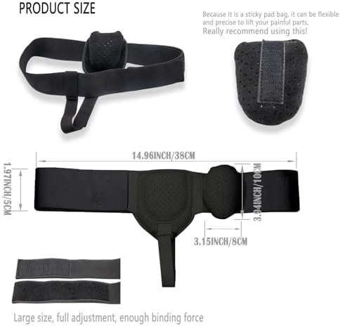 Adjustable Hernia Belt Truss for Men and Women - 30" to 55" Waist Support with Removable Compression Pads, Durable 2" Elastic Band & 8" Hook and Loop, Comfortable for Inguinal and Umbilical Hernia Recovery