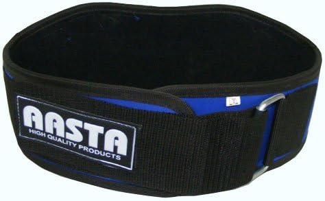 V Shape Blue Neoprene Lower Back Support Belt Brace S/M